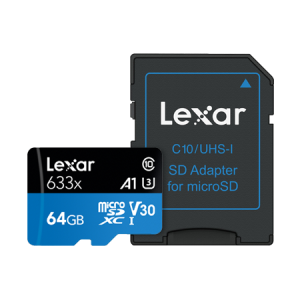 Lexar 64GB High-Performance 633x microSDHC/microSDXC UHS-I cards